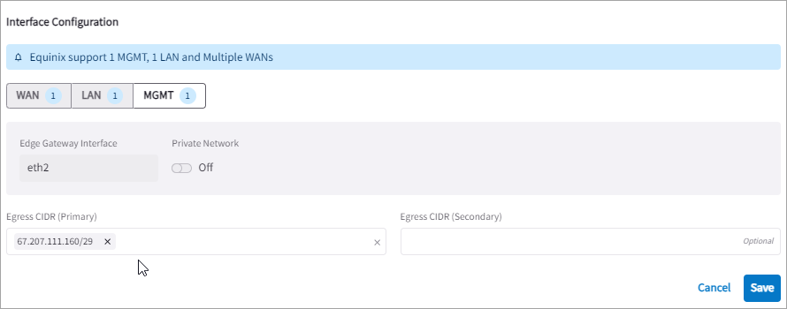 edge equinix ha mgmt interface