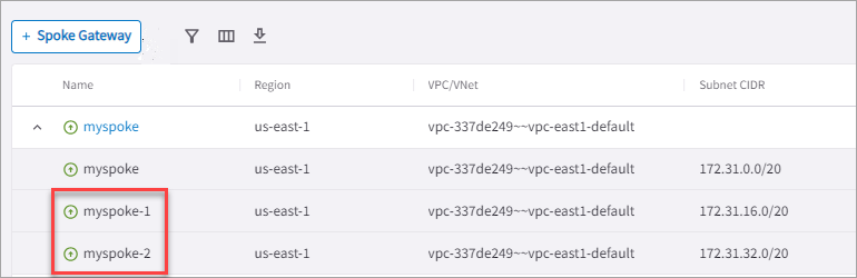 gateway spoke instances