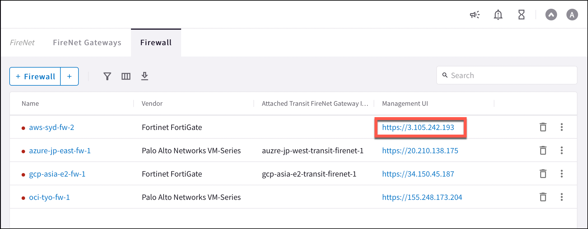 firewall management ui