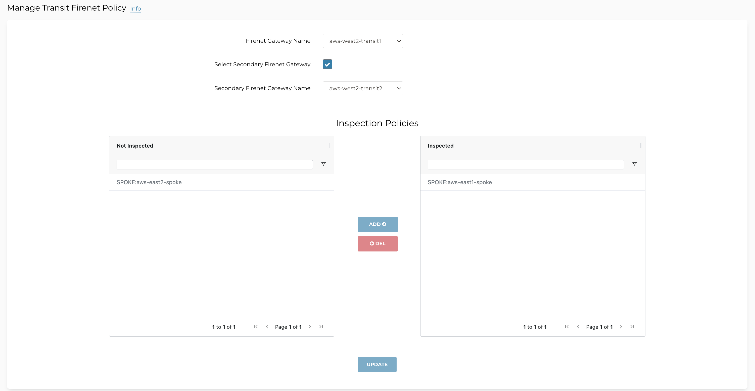 centralized firenet policy