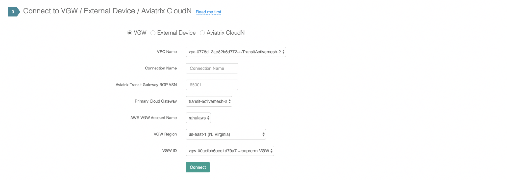 ActiveMesh Connect VGW