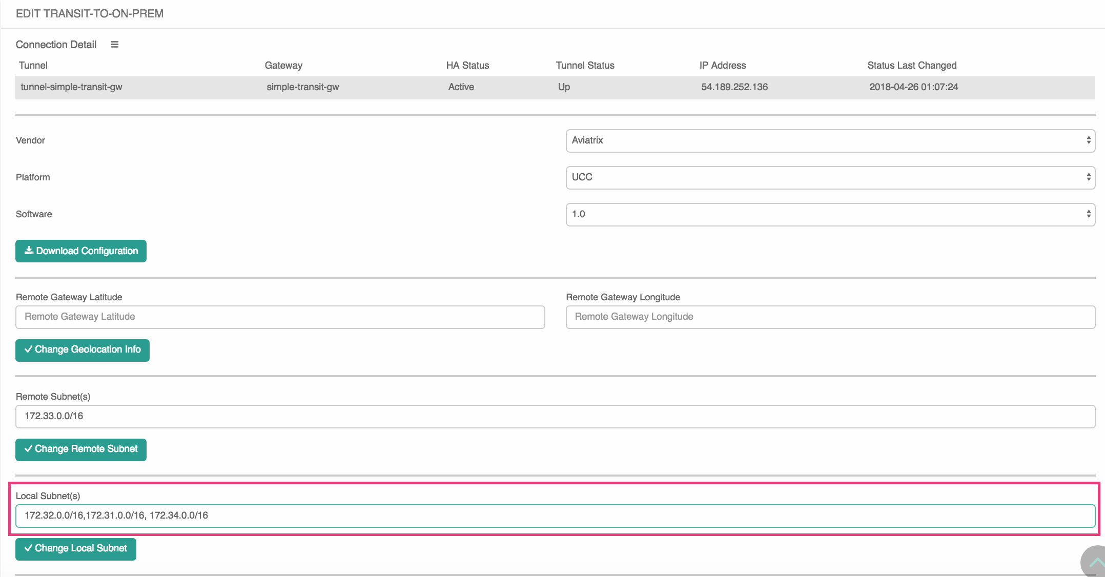 Edit Transit to On-Prem for Spoke 2